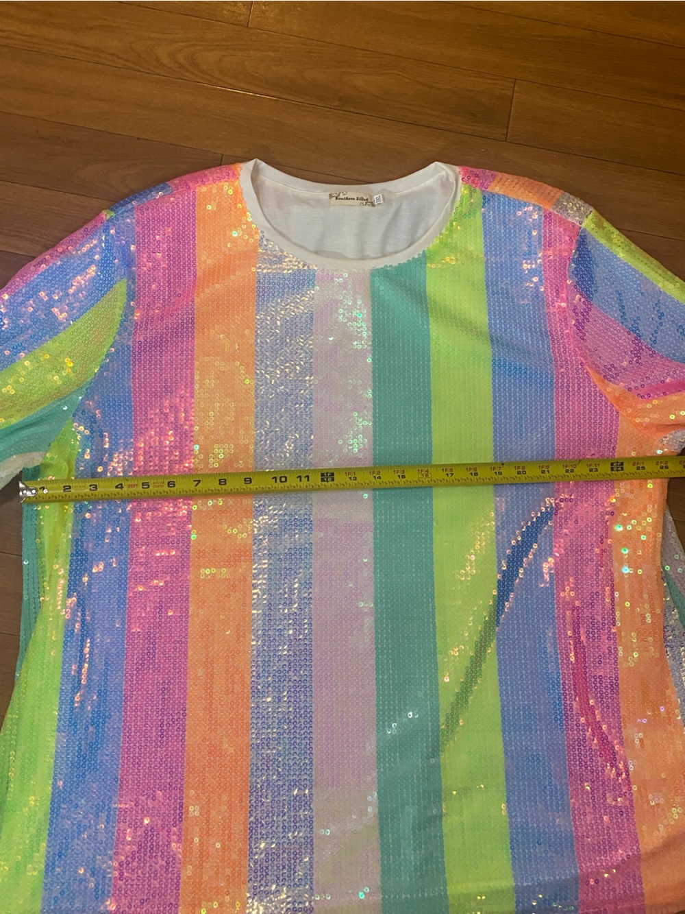 Sequin Pastel Stripe Short Sleeve blouse - 3X - Picture 4 of 7